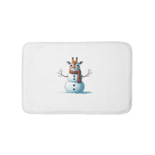 Funny Giraffe Snowman Scarf Christmas Womens Mens Bath Mat