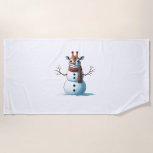 Funny Giraffe Snowman Scarf Christmas Womens Mens Beach Towel