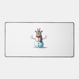 Funny Giraffe Snowman Scarf Christmas Womens Mens Desk Mat