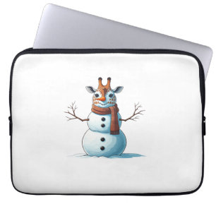 Funny Giraffe Snowman Scarf Christmas Womens Mens Laptop Sleeve