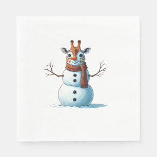 Funny Giraffe Snowman Scarf Christmas Womens Mens Napkin