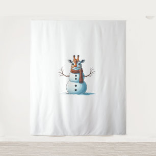 Funny Giraffe Snowman Scarf Christmas Womens Mens Tapestry