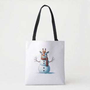 Funny Giraffe Snowman Scarf Christmas Womens Mens Tote Bag
