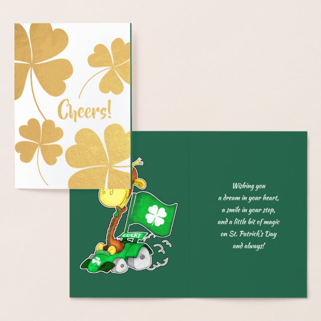 Funny Giraffe St.Patrick's Day  Foil Card (Display)