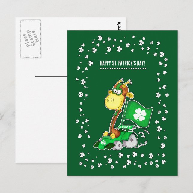 Funny Giraffe St. Patrick's Day Postcards (Front/Back)