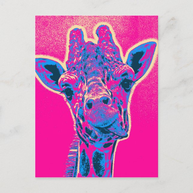 Funny Giraffe Sticking out his Tongue Postcard (Front)