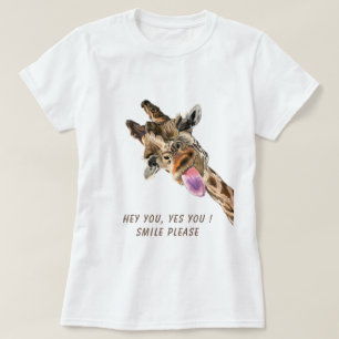 Funny Giraffe T-Shirt Smile - Custom Text