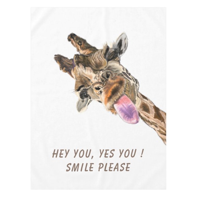 Funny Giraffe Tablecloth Smile - Custom Text (Front)