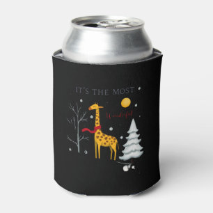Funny Giraffe The Most Wonderful Time Christmas T- Can Cooler