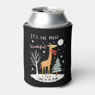 Funny Giraffe The Most Wonderful Time Christmas T- Can Cooler