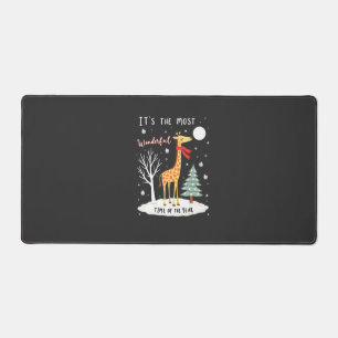 Funny Giraffe The Most Wonderful Time Christmas T- Desk Mat