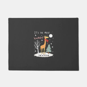 Funny Giraffe The Most Wonderful Time Christmas T- Doormat