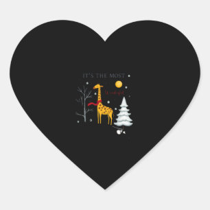Funny Giraffe The Most Wonderful Time Christmas T- Heart Sticker