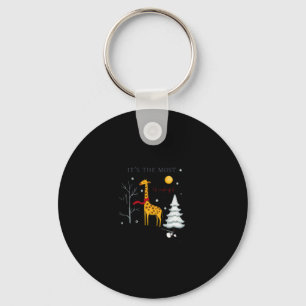Funny Giraffe The Most Wonderful Time Christmas T- Key Ring