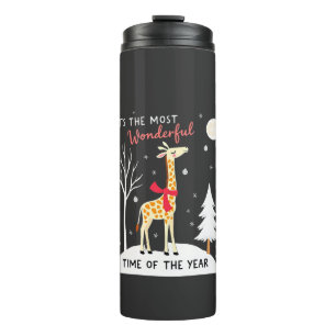 Funny Giraffe The Most Wonderful Time Christmas T- Thermal Tumbler