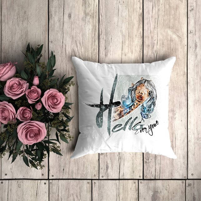 Funny giraffe Throw Pillow (Creator Uploaded)