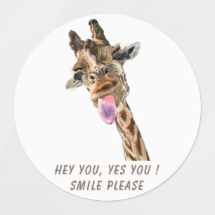 Funny Giraffe Tongue Out and Playful Wink Cartoon