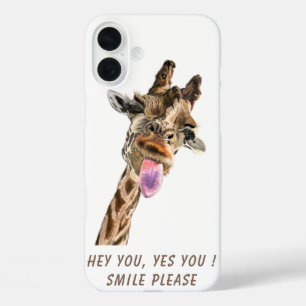 Funny Giraffe Tongue Out and Playful Wink Cartoon  iPhone 16 Plus Case