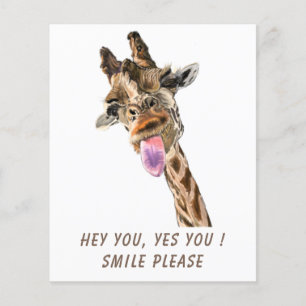 Funny Giraffe Tongue Out and Playful Wink Cartoon Flyer