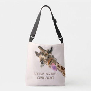 Funny Giraffe Tongue Out and Playful Wink - Fun    Crossbody Bag