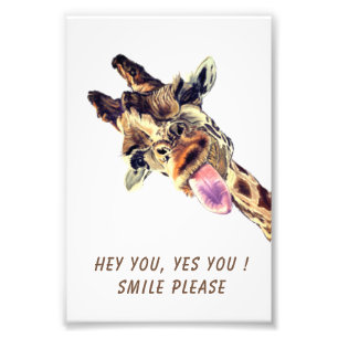 Funny Giraffe Tongue Out and Playful Wink - Fun Photo Print