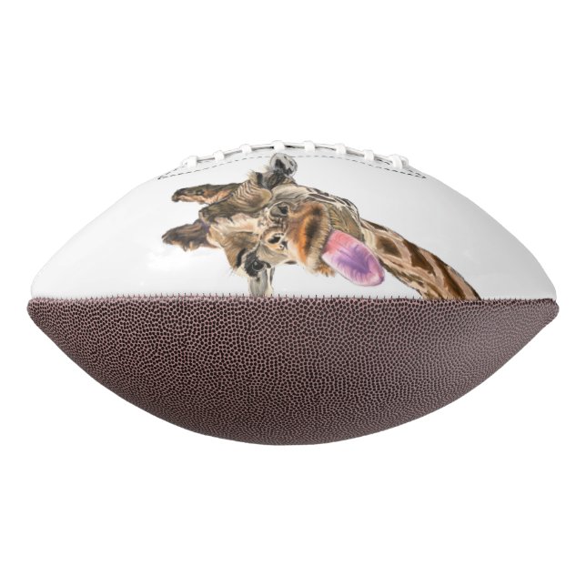 Funny Giraffe Tongue Out and Playful Wink - Smile  Football (Rotated 90)