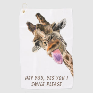 Funny Giraffe Tongue Out and Playful Wink - Smile  Golf Towel