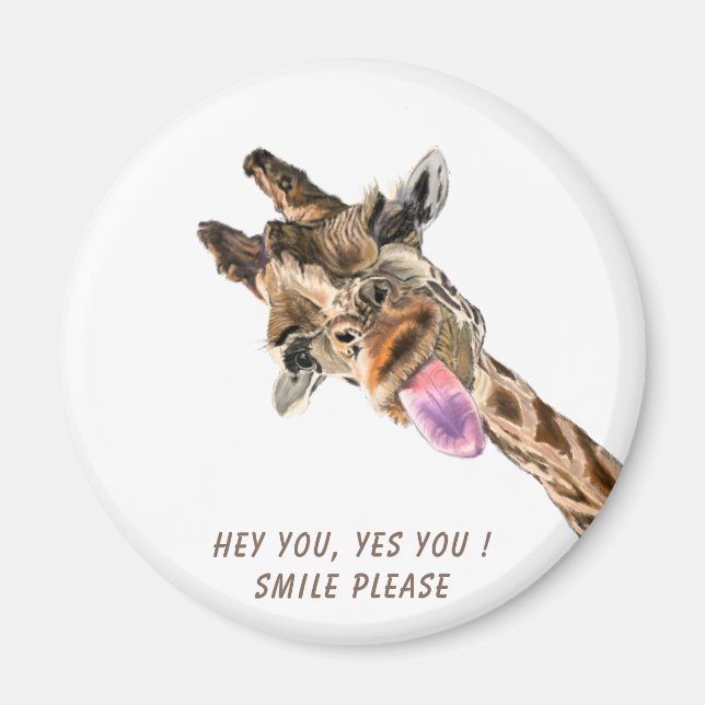Funny Giraffe Tongue Out and Playful Wink - Smile  Magnet (Front)