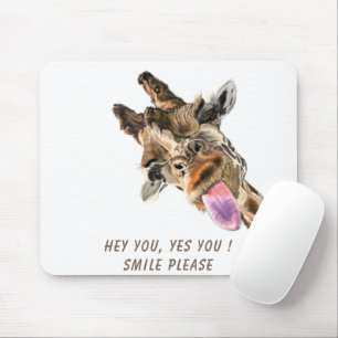 Funny Giraffe Tongue Out and Playful Wink - Smile  Mouse Pad