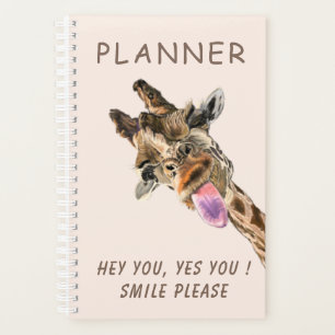 Funny Giraffe Tongue Out and Playful Wink - Smile  Planner