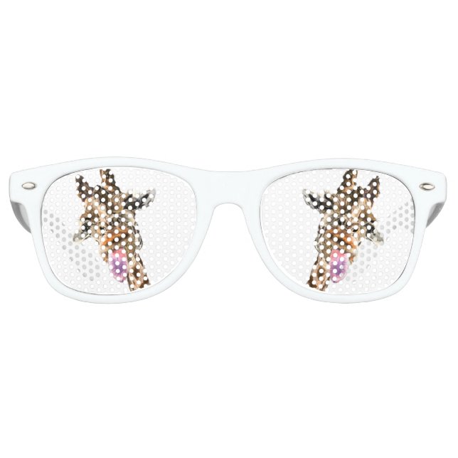 Funny Giraffe Tongue Out and Playful Wink - Smile  Retro Sunglasses (Front)