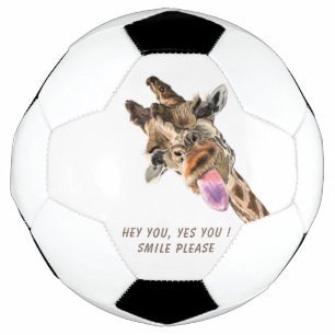 Funny Giraffe Tongue Out and Playful Wink - Smile  Soccer Ball