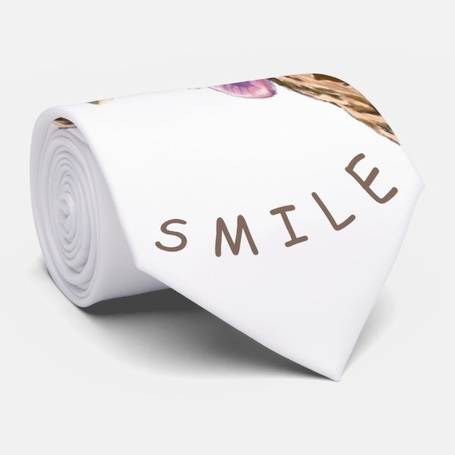Funny Giraffe Tongue Out and Playful Wink - Smile  Tie (Rolled)
