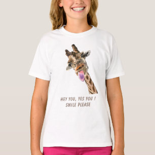 Funny Giraffe Tongue Out T-Shirt - Custom Text