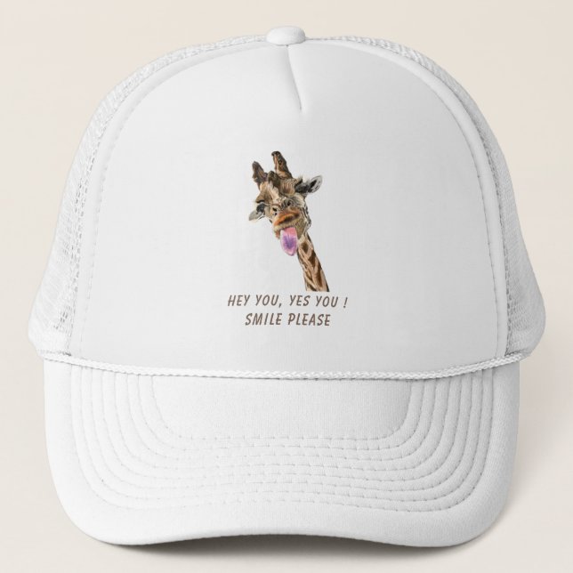 Funny Giraffe Tongue Out Trucker Hat (Front)