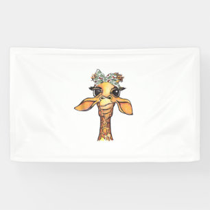 Funny Giraffe Tropical Bandanna Hipster Giraffe Gi Banner
