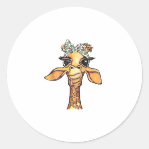 Funny Giraffe Tropical Bandanna Hipster Giraffe Gi Classic Round Sticker