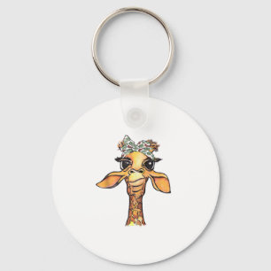 Funny Giraffe Tropical Bandanna Hipster Giraffe Gi Key Ring