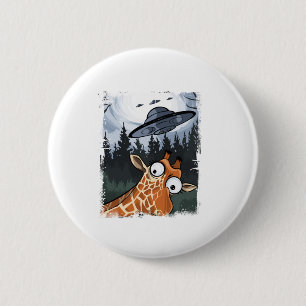 Funny Giraffe UFO Zoo Animal Weird Meme Graphic _ 6 Cm Round Badge