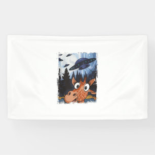 Funny Giraffe UFO Zoo Animal Weird Meme Graphic  Banner