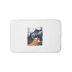 Funny Giraffe UFO Zoo Animal Weird Meme Graphic _ Bath Mat