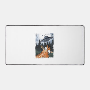 Funny Giraffe UFO Zoo Animal Weird Meme Graphic  _ Desk Mat