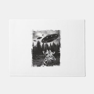 Funny Giraffe UFO Zoo Animal Weird Meme Graphic   Doormat