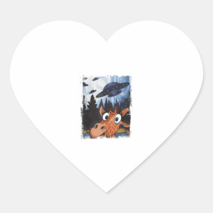 Funny Giraffe UFO Zoo Animal Weird Meme Graphic  Heart Sticker