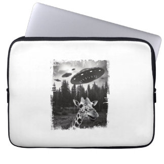 Funny Giraffe UFO Zoo Animal Weird Meme Graphic Laptop Sleeve