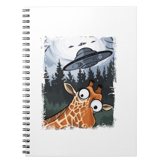 Funny Giraffe UFO Zoo Animal Weird Meme Graphic  _ Notebook (Front)