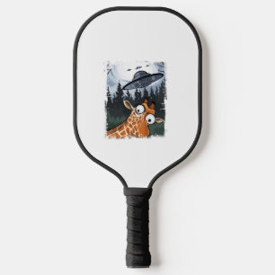 Funny Giraffe UFO Zoo Animal Weird Meme Graphic _ Pickleball Paddle