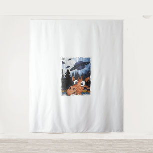 Funny Giraffe UFO Zoo Animal Weird Meme Graphic  Tapestry
