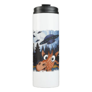 Funny Giraffe UFO Zoo Animal Weird Meme Graphic Thermal Tumbler