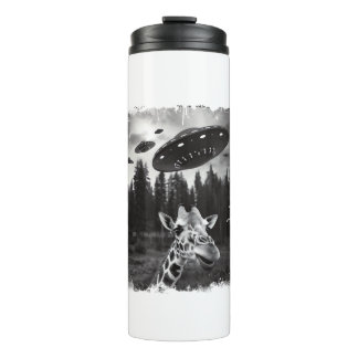 Funny Giraffe UFO Zoo Animal Weird Meme Graphic   Thermal Tumbler